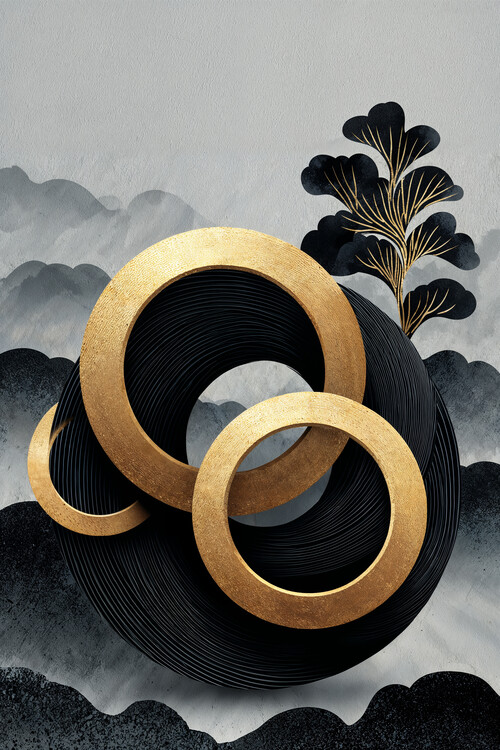 Plakat Zen Circles in Gold