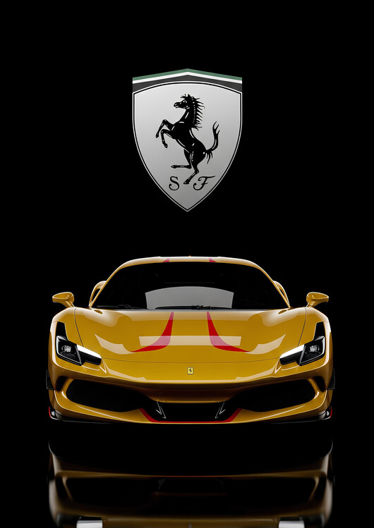 Plakát Yellow Ferrari 296 GTB 