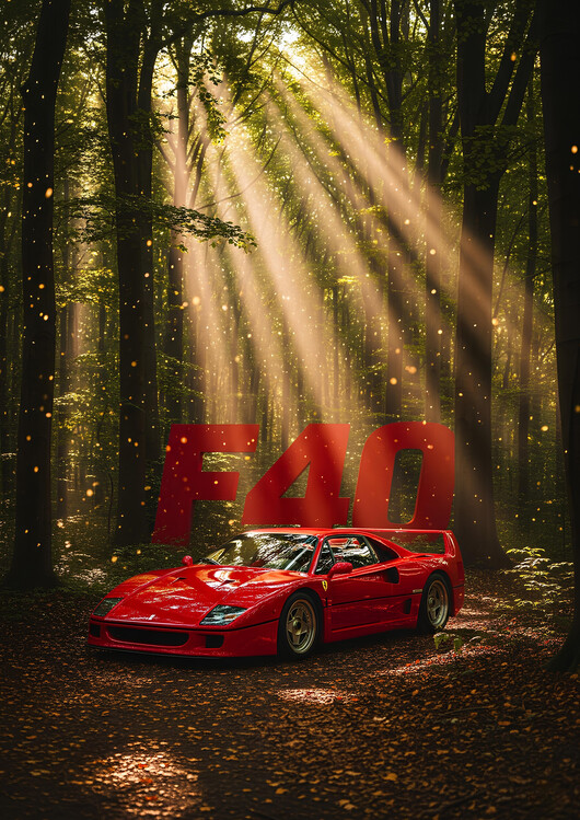 Poster Prancing Horse in Enchanted Woods: Ferrari F40