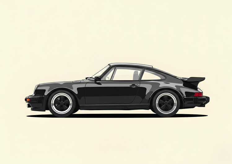 Obraz na plátně Porsche 911 Turbo Classic Black - Vintage German Sports Car