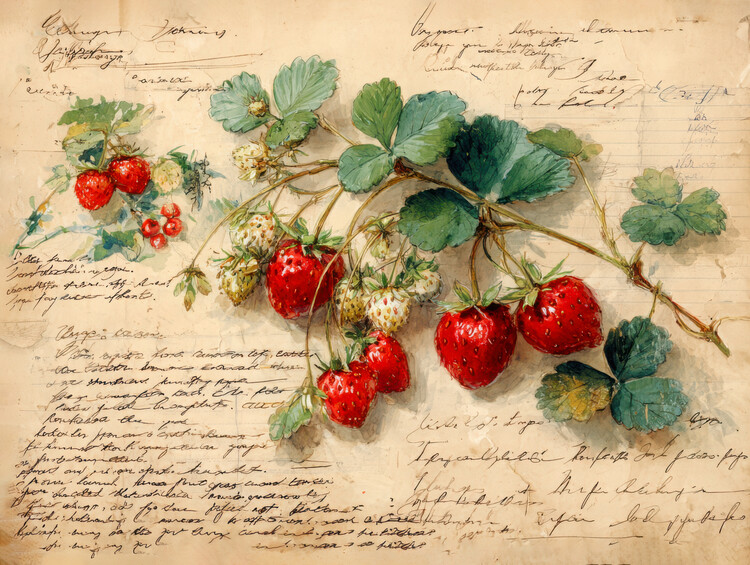 Plakat Kitchen Art Set 3 of 4 Strawberries