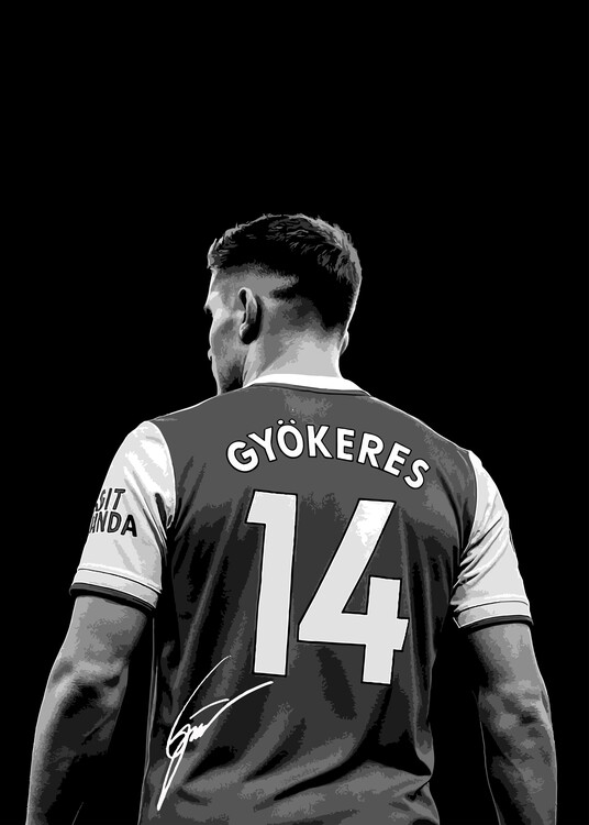 Poster Black and White Soccer Player Trending