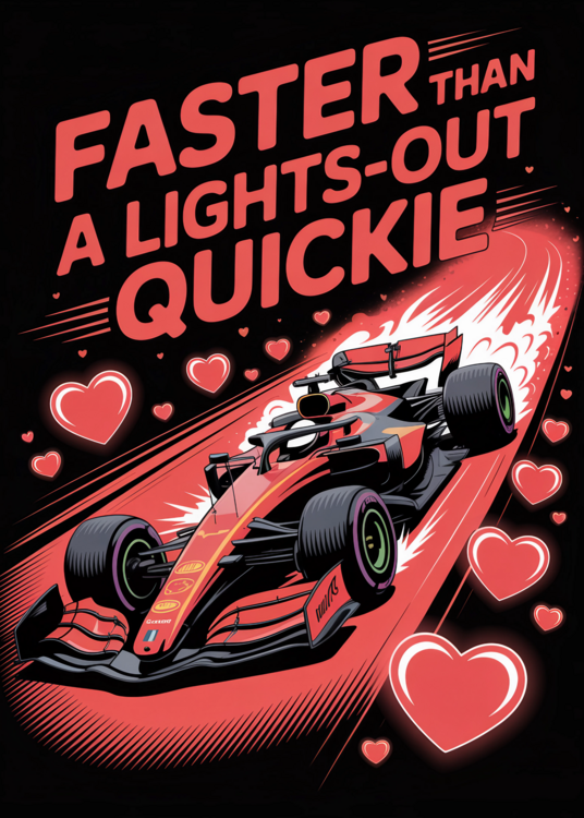 Poster Faster Than a Lights Out Quickie Funny F1 Inspired Design
