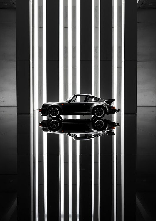 Poster Classic Porsche 911 Turbo  In Monochromatic Architecture
