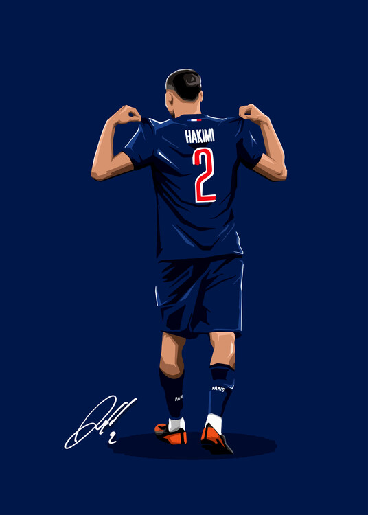 Poster Drawing Art Hakimi PSG Illustration Poster