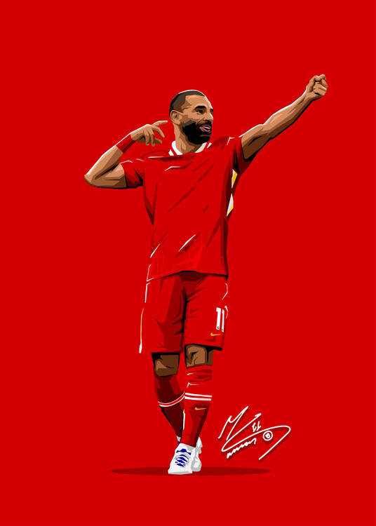 Poster Drawing Art Mohammed Salah Liverpool Illustration Poster