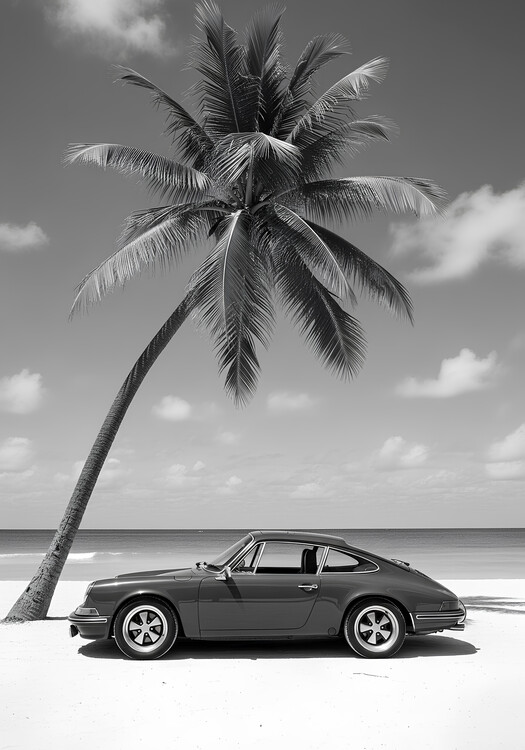Canvas Print Porsche 911 Classic On a Tropical Beach