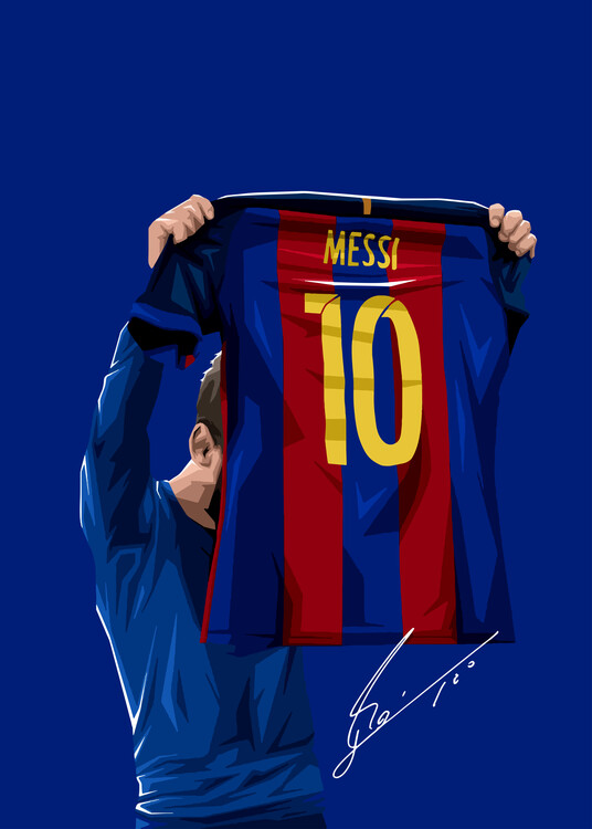 Poster Drawing Art Lionel Messi Jersey Illustration Poster