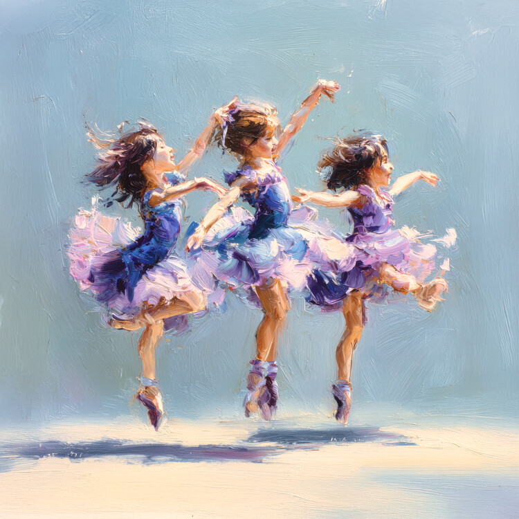 Plakat Dancing Dreams – Impressionist Painting of Young Ballerina's