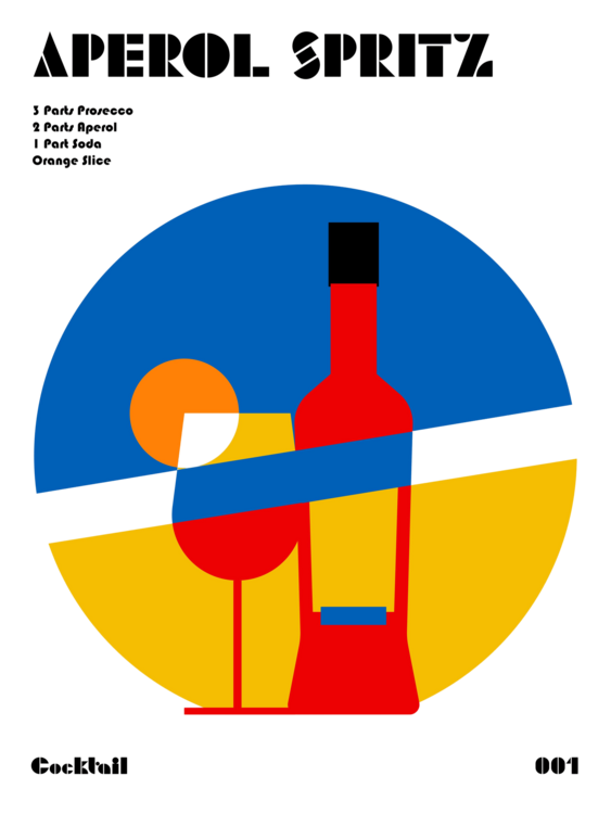 T-shirt Aperol Spritz Cocktail Bauhaus Art Print