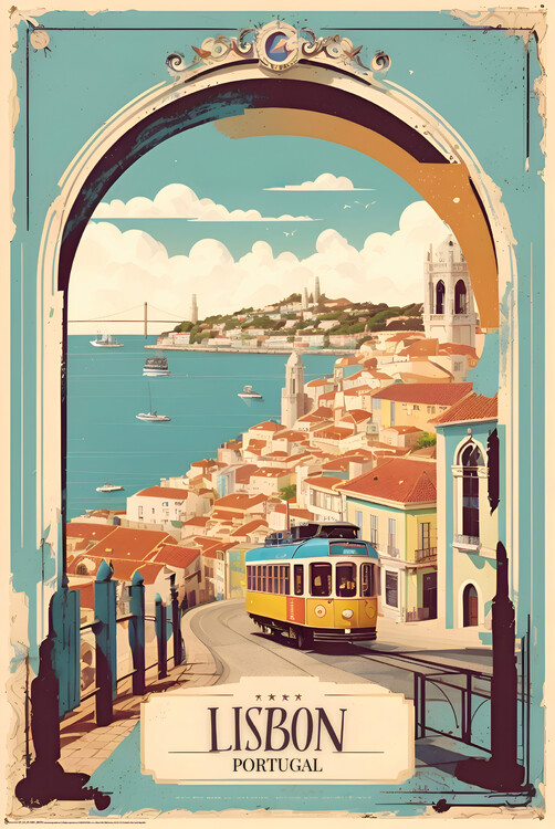 Poster Vintage Lisbon Poster: Portuguese Beauty