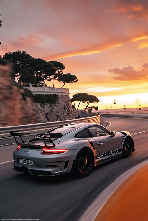 Poster Sportscar at Sunset