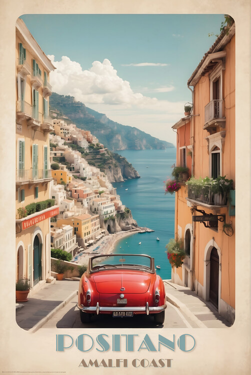 Poster Coastal Dreams: Vintage Travel Poster of Positano