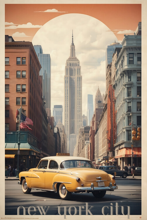 Poster New York City Dreams: Vintage Travel Poster