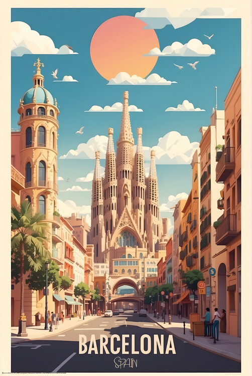 Poster Barcelona – Vintage Travel Poster