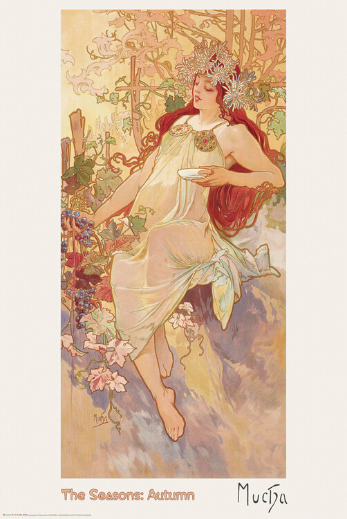 Poster Alfons Mucha - The Seasons: Autumn (1896)