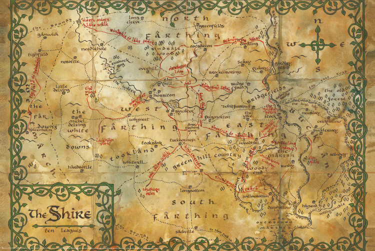 Poster The Hobbit - The Shire Map