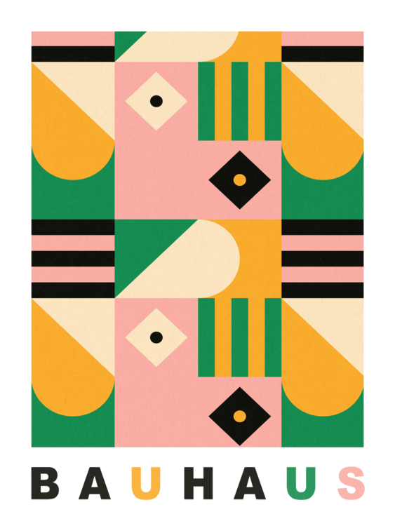 T-shirt Original Bauhaus (No.5) in Green & Pink