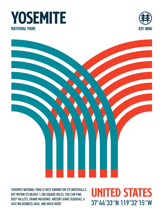 T-shirt Yosemite National Park Travel Poster