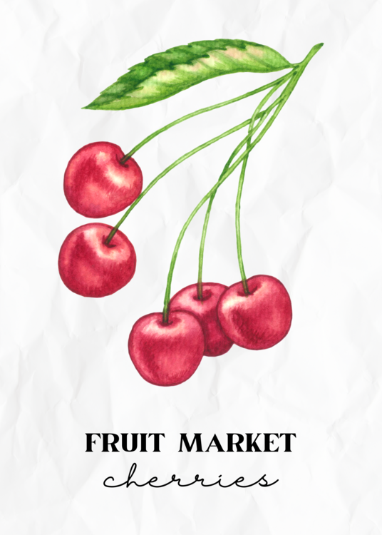 Plakát Fruit market cherries