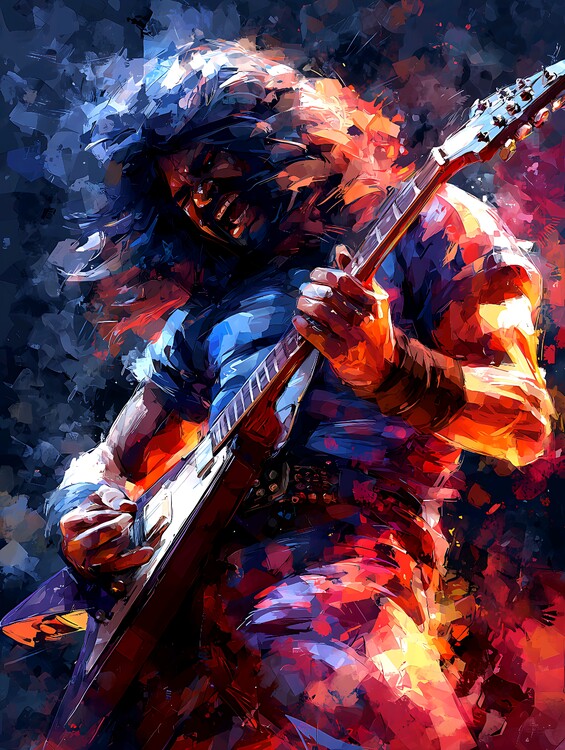 Плакат The energy of metal rock guitarist