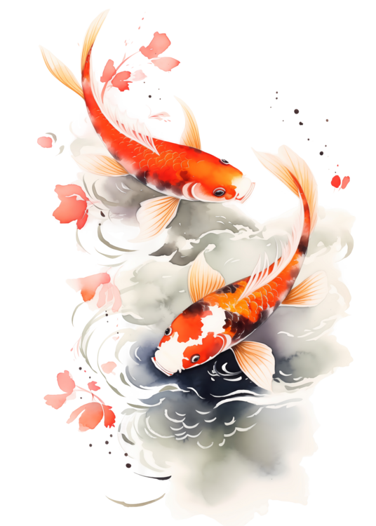 T-shirt Japanese Koi watercolour