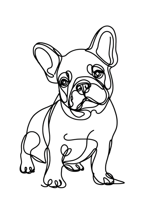 T-shirt French Bulldog Dog Line Art Drawing