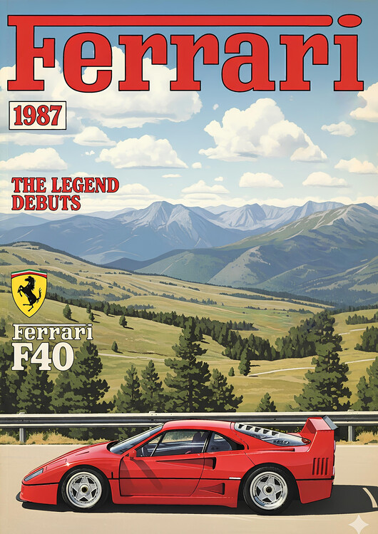 Poster Ferrari F40: The Legend Debuts - 1987 Italian Supercar