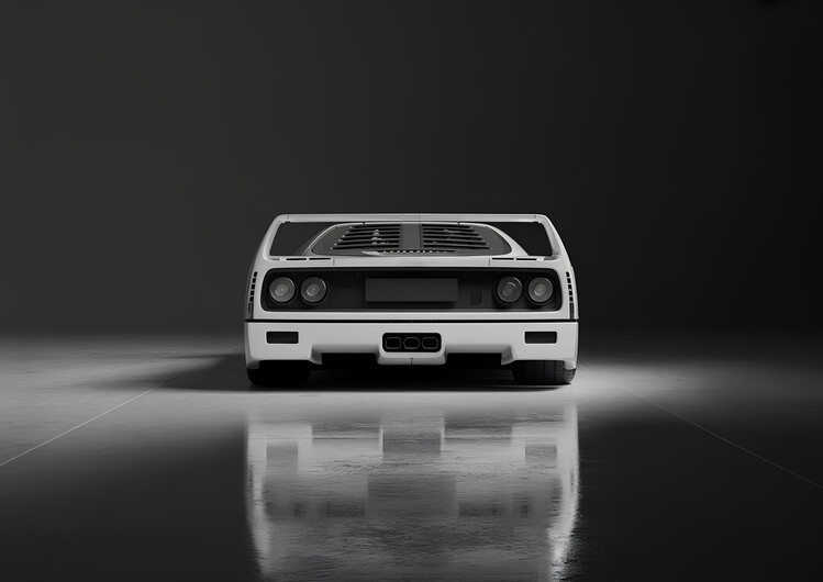 Poster Monochrome Shot Of  Ferrari F40: Pure Engineering Artistry