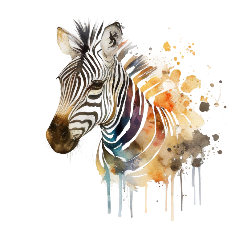T-shirt Zebra, watercolor image, minimalist, warm colors
