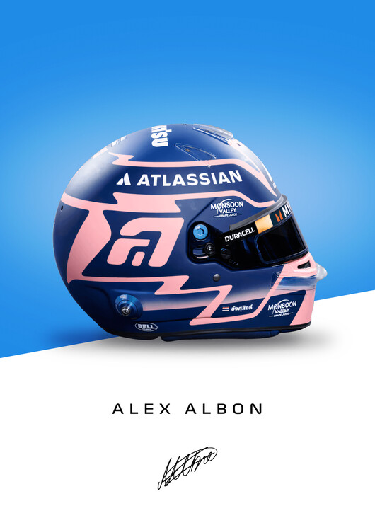 Poster Alex Albon Full Colour 2025 Helmet Poster