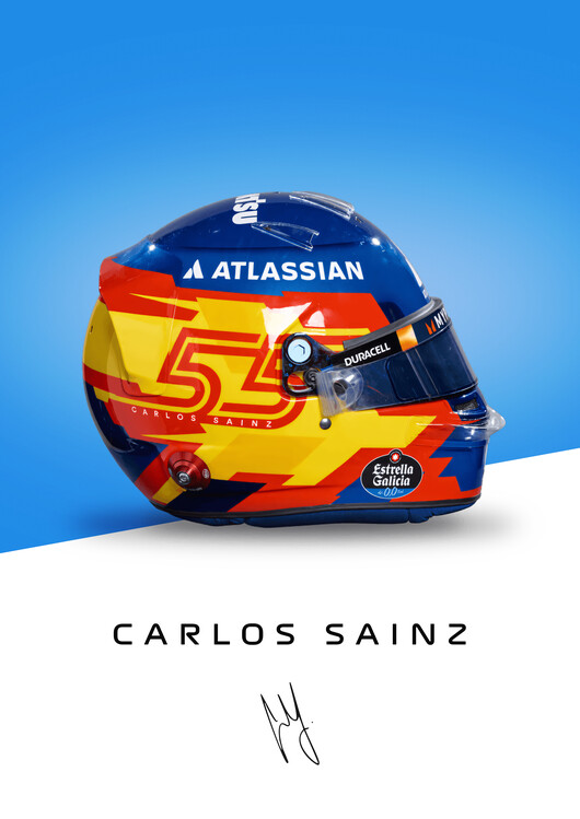 Poster Carlos Sainz Full Colour 2025 Helmet Artwork