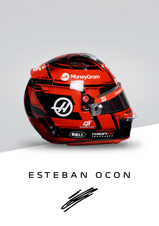 Poster Esteban Ocon Full Colour 2025 Helmet Artwork