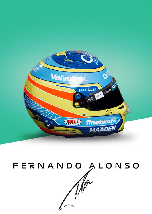 Poster Fernando Alonso Full Colour 2025 Helmet Artwork