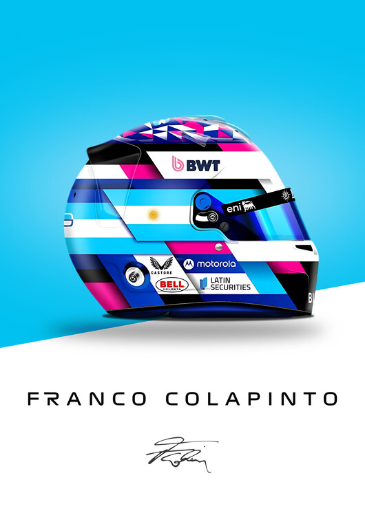 Poster Franco Colapinto Full Colour 2025 Helmet Artwork