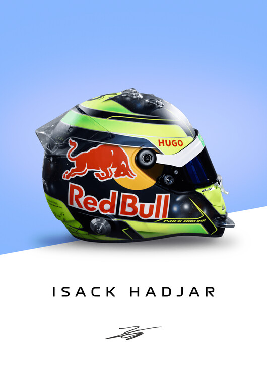 Poster Isack Hadjar Full Colour 2025 Helmet Artwork