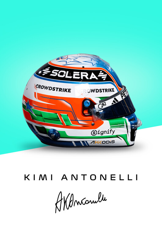 Poster Kimi Antonelli Full Colour 2025 Helmet Artwork