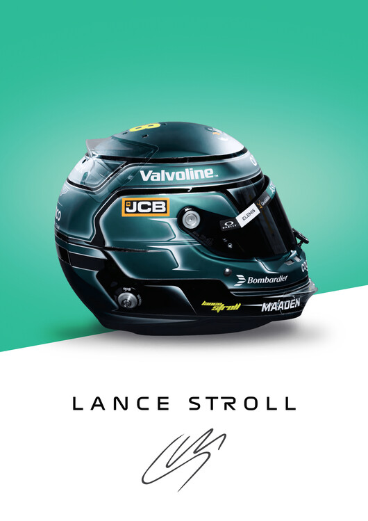 Poster Lance Stroll Full Colour 2025 Helmet Artwork