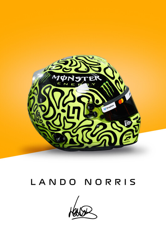 Poster Lando Norris Full Colour 2025 Helmet Artwork