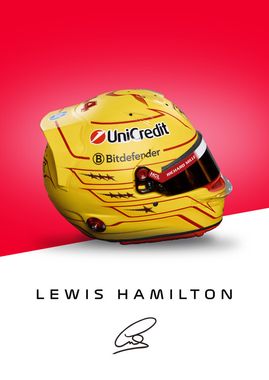 Poster Lewis Hamilton Full Colour 2025 Helmet Artwork