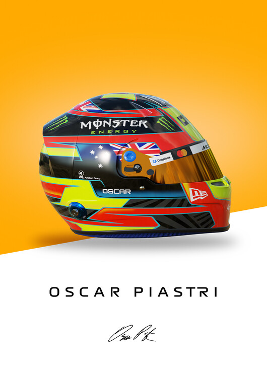 Poster Oscar Piastri Full Colour 2025 Helmet Artwork