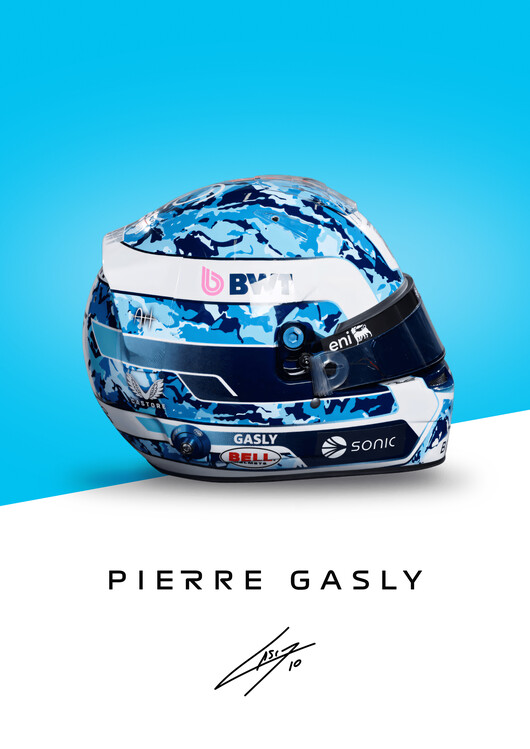 Poster Pierre Gasly Full Colour 2025 Helmet Artwork