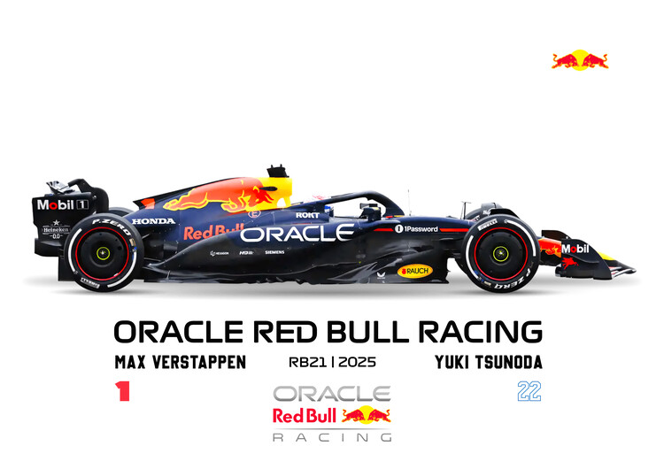 Poster Oracle Red Bull Racing Team and Drivers Artwork