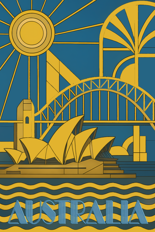 Poster Art Deco Travel to Australia