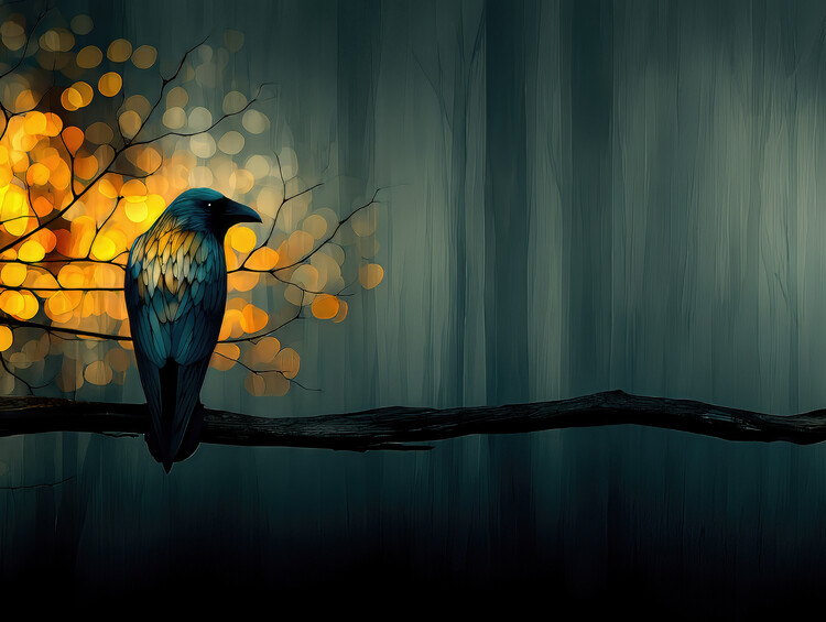 Poster Blackbird in the dead of Night