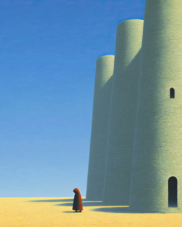 Poster Three Towers and Woman in Red