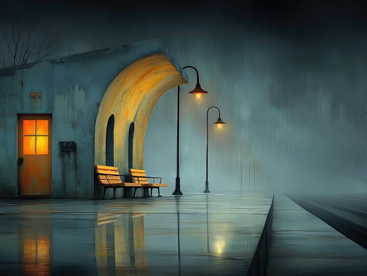 Poster Nighttime at the Station