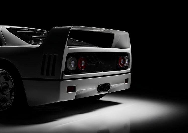 Plakát Monochrome Rear Profile of the Ferrari F40