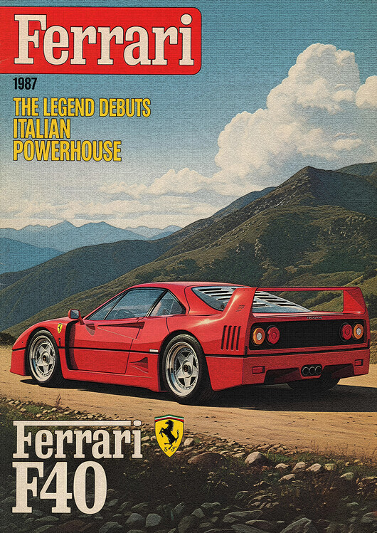 Poster The Unveiling of an Icon: 1987 Ferrari F40