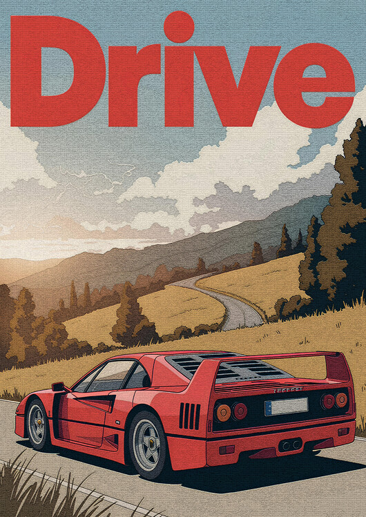 Plakát The Drive: A Ferrari F40 on the Open Road